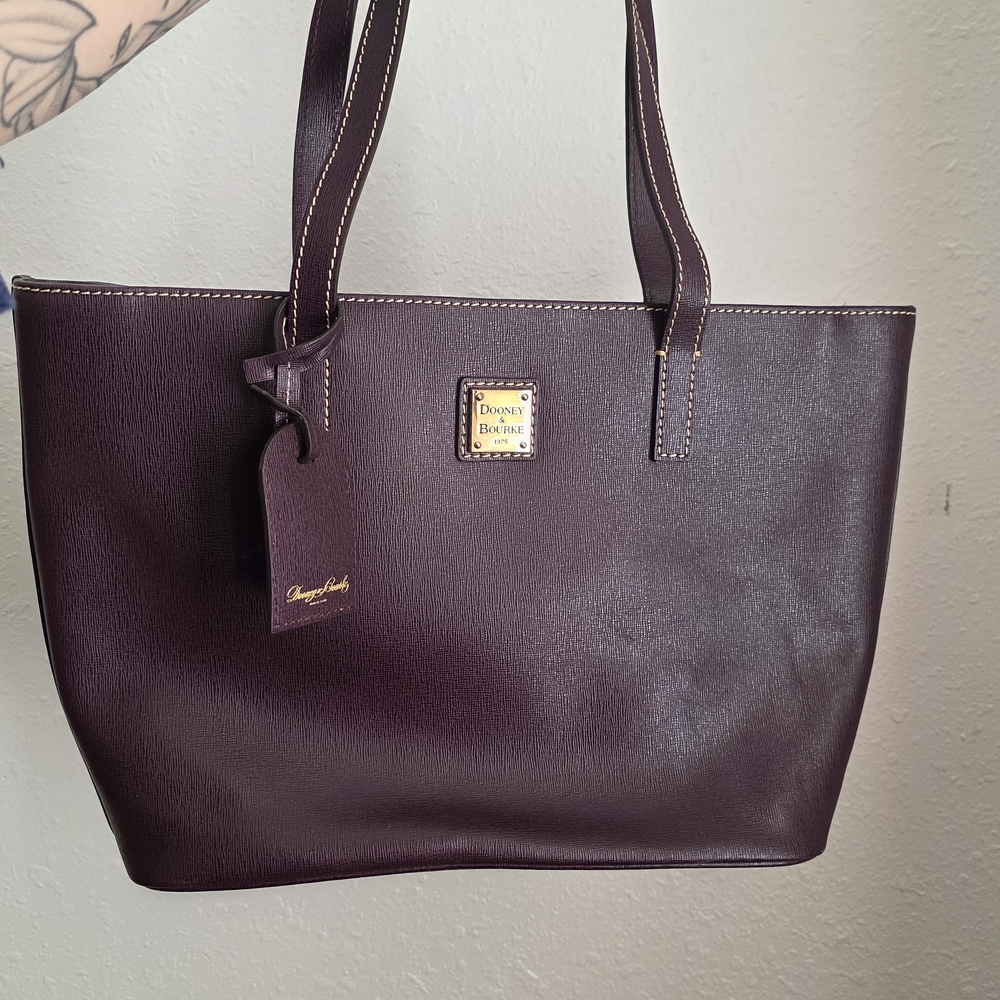 Dooney & Bourke Purple Leather Tote Bag